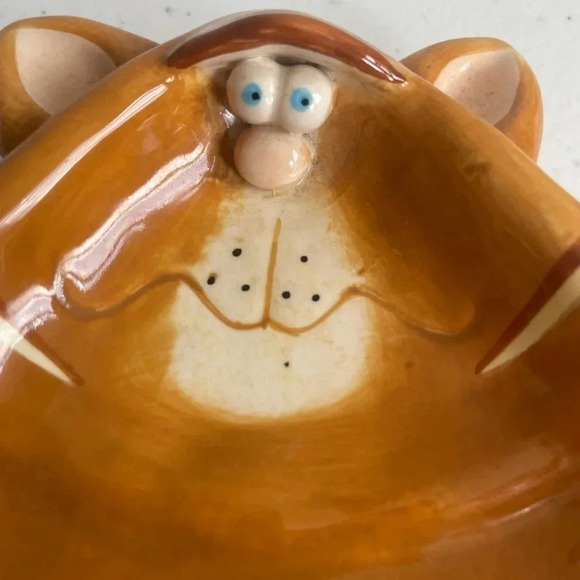Russ Berrie - Alley‎ Katz Ceramic Hand Painted Cat Candy Dish Orange 7x5.5” EUC! - Picture 2 of 6
